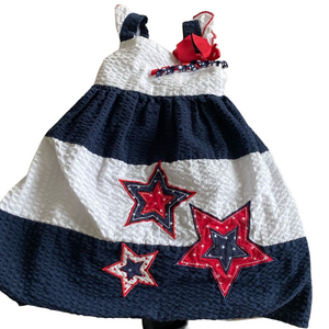 Sophie Rose patriotic Embellished Sundress Sleeveless Casual 24mo